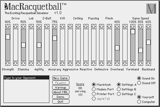 Screenshot for MacRaquetball v1.0